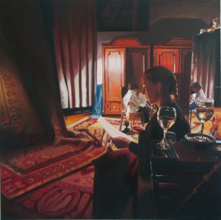 Otthon 100x100cm olaj vászon